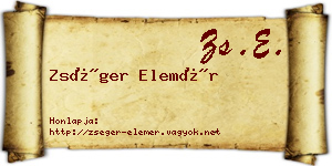 Zséger Elemér névjegykártya